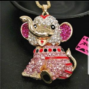 Betsey pink elephant necklace